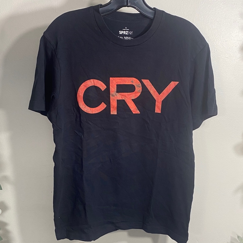 Uniqlo Black Tee with Bold Red Text